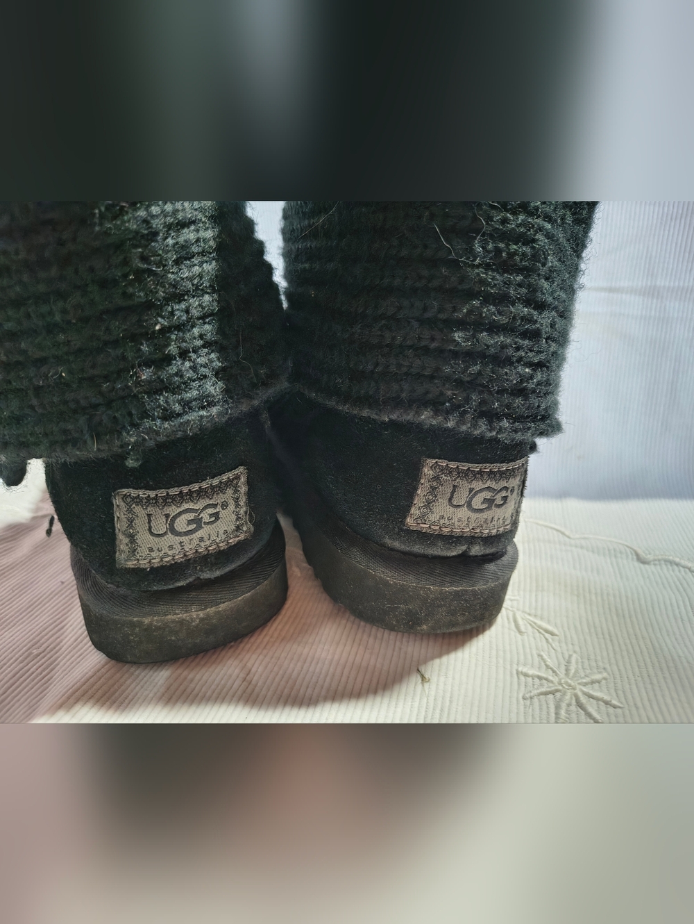 UGG Black Knit Button-Back Fold Boots - Picture 4 of 8